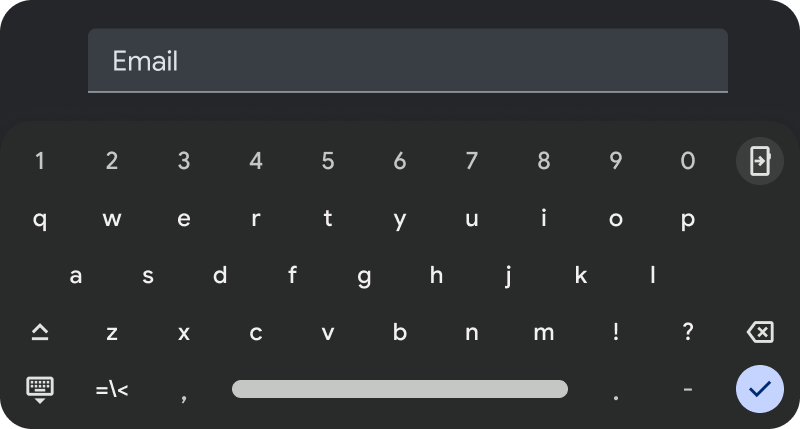 Official parked example with an email input and an on-screen keyboard